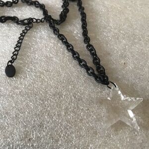 Black Chain Necklace with Clear Star Pendant